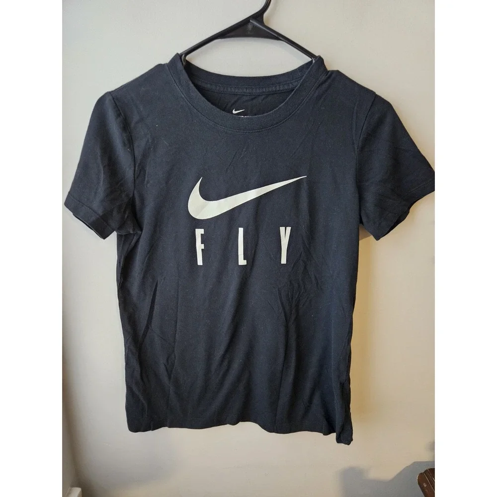 Nike Fly Dri-FIT Unisex Small Black Swoosh Logo Athletic T-Shirt